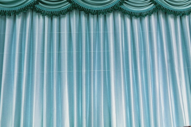 Cenário de listra de cortina azul estilo vintage