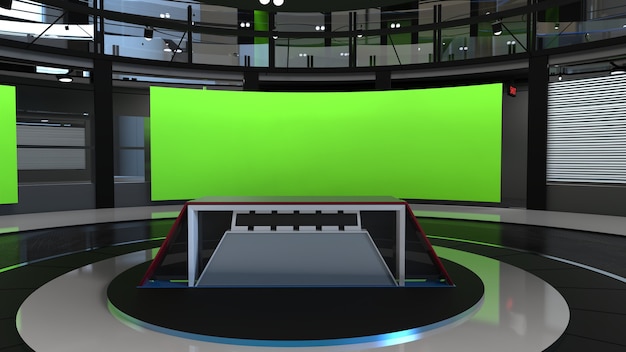 Cenário de notícias do estúdio de tv virtual 3D para programas de tv tv no wall3d fundo do estúdio de notícias virtuais