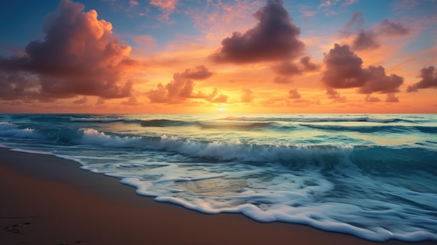 Cenário de pôr-do-sol na praia