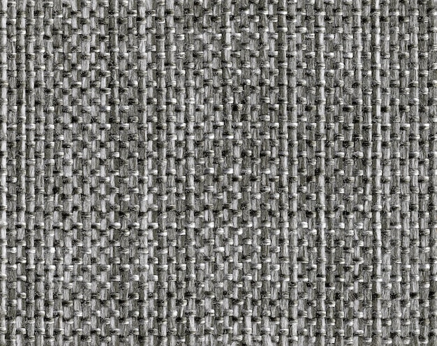 Cenário de textura de amostra de tecido de cor cinza escuro closeup. Design de padrão de linha de tira de tecido cinza escuro, estofamento para design de interiores de decoração ou fundo abstrato.