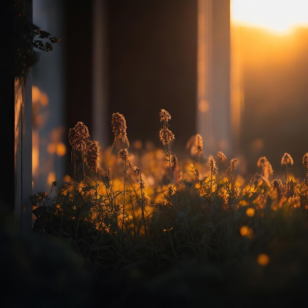 cenário de um belo nascer do sol em um jardim