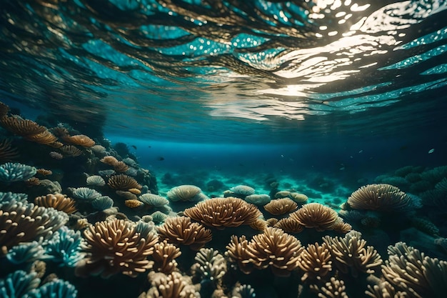 Cenário do oceano com corais