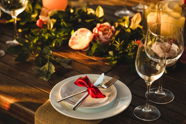 Cenário e decoração de mesa de casamento