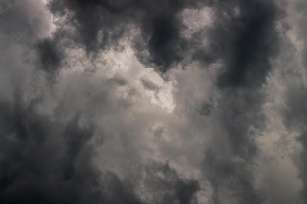 Cenário escuro de nuvens de tempestade cinzentas recebidas