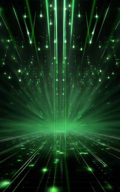 Cenário generativo Ai com iluminação de holofotes verdes para panfletos imagem realista ultra hd