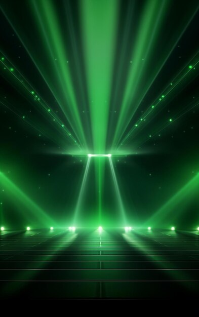 Cenário generativo ai com iluminação de holofotes verdes para panfletos imagem realista ultra hd