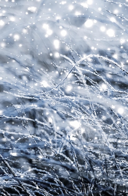 Cenário natural de fundo de férias de inverno com neve brilhante e clima frio na época do Natal