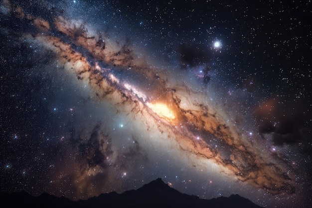 Cenário natural sob o lindo céu estrelado gerado por ia