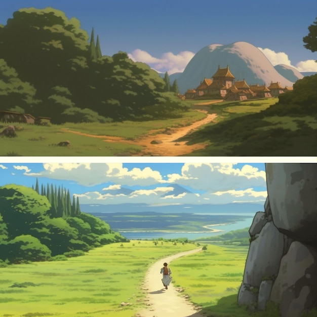 cenário no estilo do Ghibli Studio