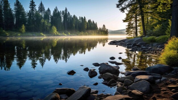 cenário pacífico de um lago sereno onde cerimônias comemorativas