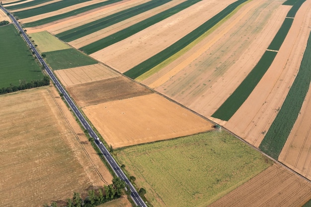 Cenário paisagístico colheita colheita campo estrada campos outono queda aérea