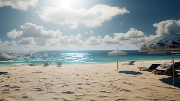 Cenário tranquilo relaxante praia tropical paisagem férias de verão viagem AI Generative