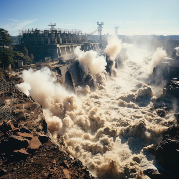 Foto cenas angustiantes de grandes inundações fluviais e inundações devastadoras