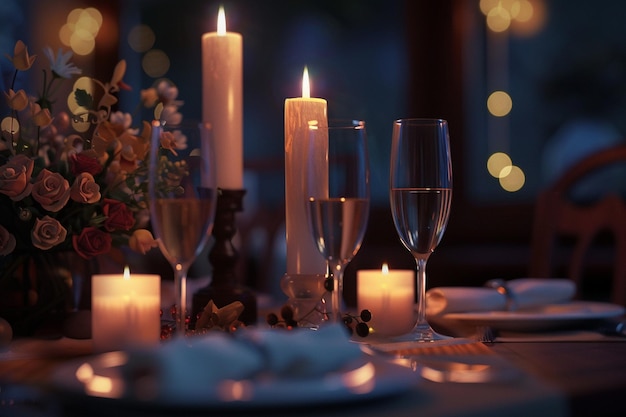 Foto cenas románticas a la luz de las velas para dos