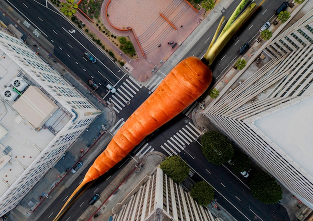 Foto cenoura gigante na cidade