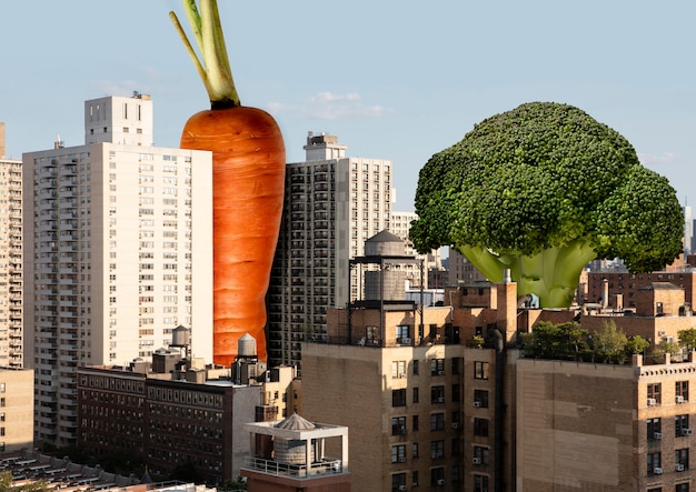 Foto cenoura gigante na cidade
