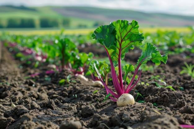 Centeio de açúcar Campo de nabos Colheita de Rutabagas Centeio jovem Folhas Centeia de açúcar Agricultura Paisagem