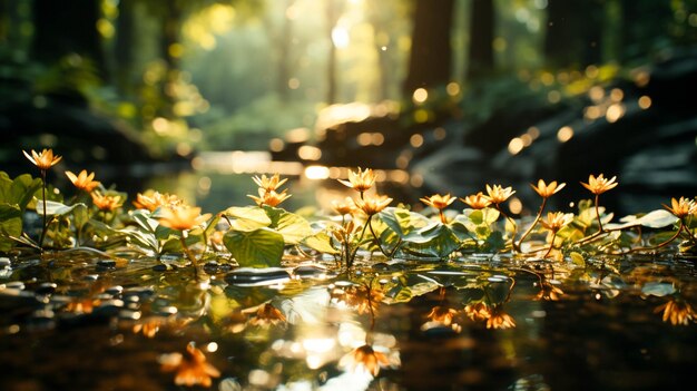 Centelleantes rayos de sol filtrándose a través de los árboles