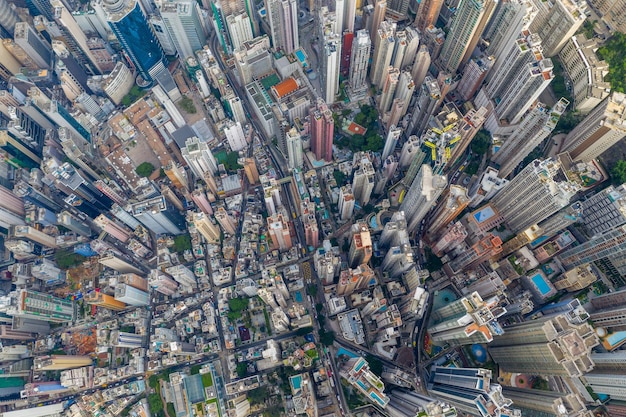 Central, Hong Kong 29 de abril de 2019: Vista aérea del centro de la ciudad de Hong Kong