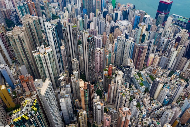 Central, Hongkong, 24. September 2019: Luftaufnahme der Stadt Hongkong