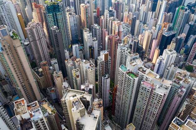 Central, Hongkong, 29. April 2019: Blick von oben auf die Innenstadt von Hongkong