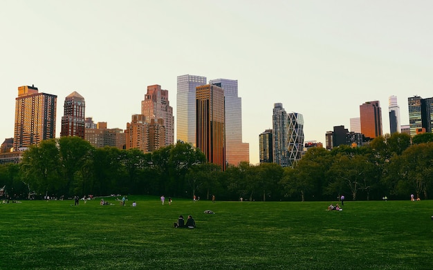 Central park South New York, gran diseño para cualquier propósito. Centro de Manhattan, Estados Unidos. Vista con la arquitectura Skyline of Skyscrapers en Nueva York. Fondo de la naturaleza. Paisaje urbano. Nueva York, EE. UU.