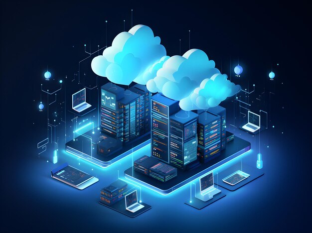 Centro de almacenamiento de datos en la nube servidor en la nube digital seguridad cibernética protección de la red de datos digital