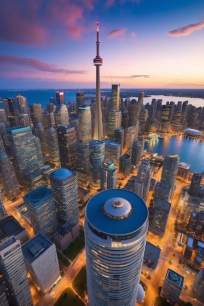 Foto el centro de la ciudad de toronto, el horizonte de la ciudad, el paisaje urbano de canadá.