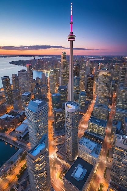 El centro de la ciudad de Toronto, el horizonte de la ciudad, el paisaje urbano de Canadá.