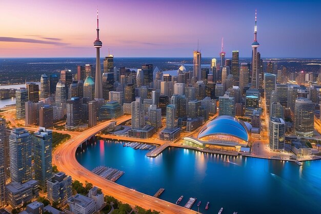 El centro de la ciudad de Toronto, el horizonte de la ciudad, el paisaje urbano de Canadá.