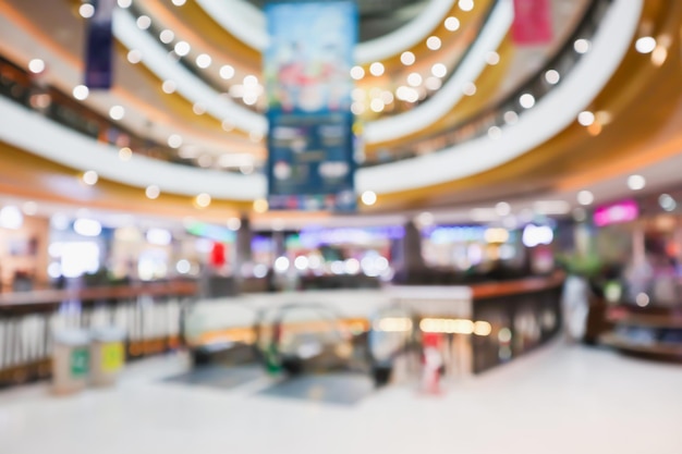 Centro comercial grandes almacenes interior desenfocado abstracto fondo borroso con luz bokeh