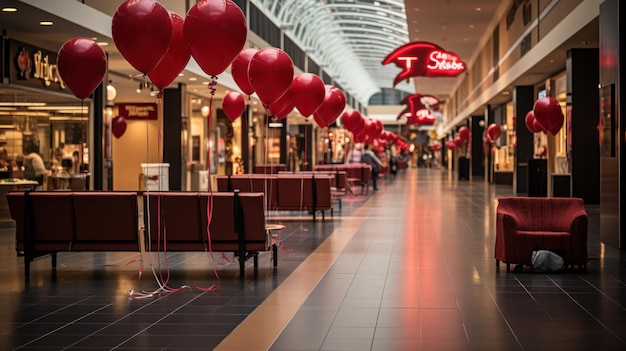 Un centro comercial vacío listo para Black Friday AI generado