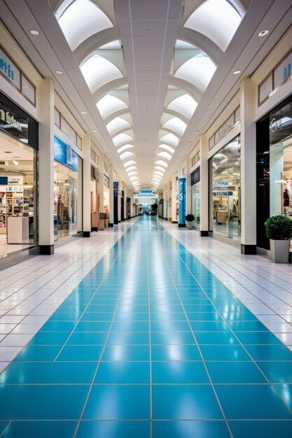 Foto un centro comercial vacío con un piso azulejoso
