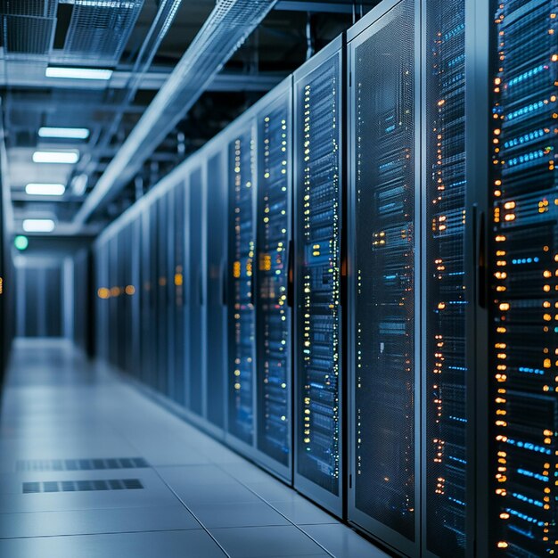 Centro de datos con filas de servidores y equipos de red4