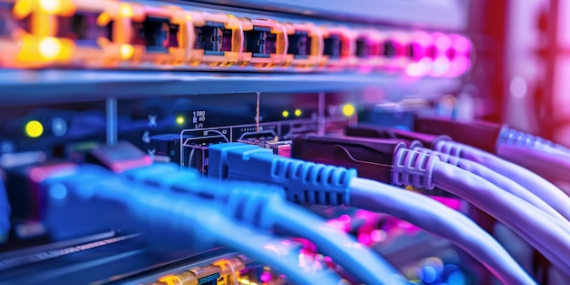 Centro de datos moderno con red de alta velocidad para operaciones eficientes y comunicación sin problemas