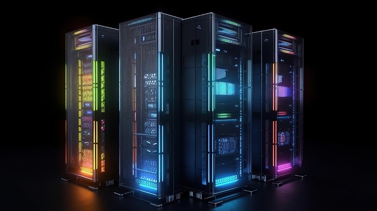 Centro de datos y servidores informáticos Color brillante Ai generativo