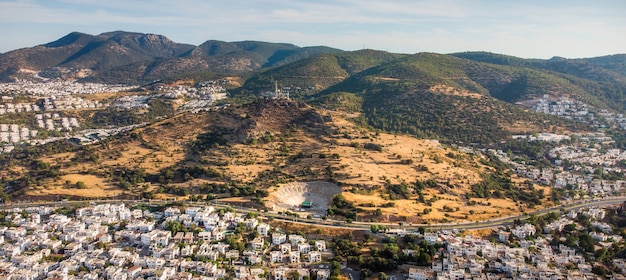 centro de Bodrum Halicarnassus GrecoRoman teatro localizado na Turquia, cidade antiga do século 4 a.C., UNESCO