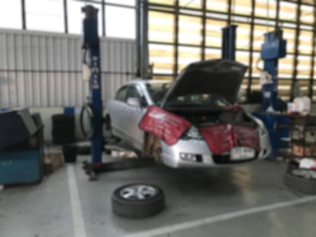 Centro de reparação de automóveis auto estação de serviço de reparação turva fundo