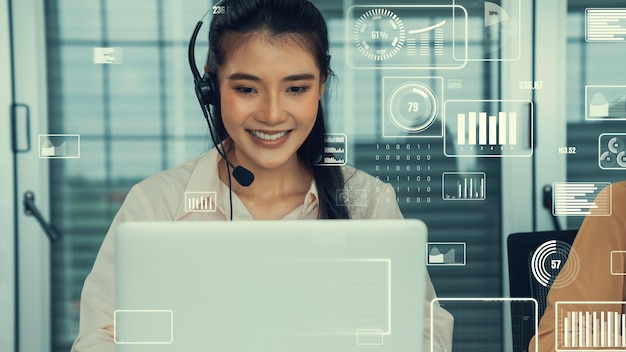 El centro de llamadas de atención al cliente proporciona datos con un gráfico visual