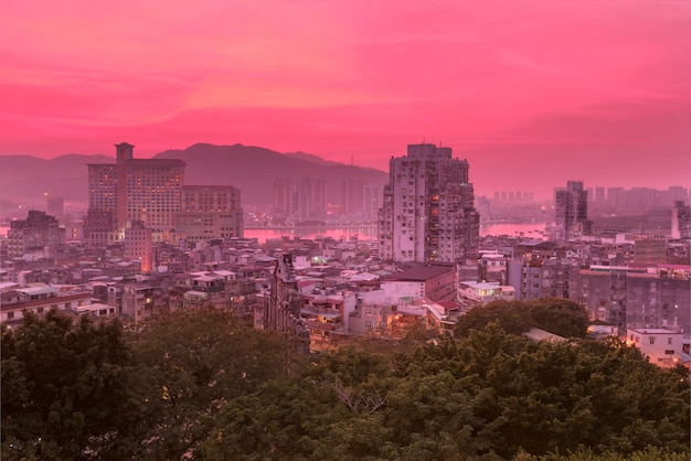 Centro de Macao en Crepúsculo