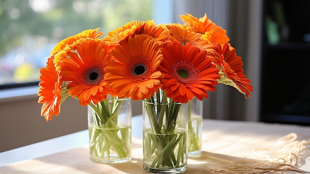 Centro de mesa gerbera naranja