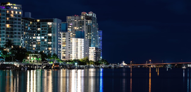 El centro de Miami. Vista panorámica del horizonte y la costa de Miami.