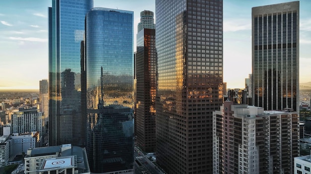 Centro de Los Ángeles California. Vista aérea de Los Ángeles, centro de negocios de la ciudad.