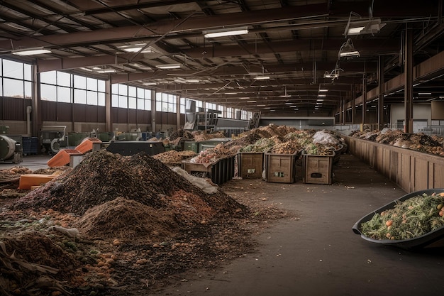 Centro de reciclaje donde se recolectan y compostan los desechos de alimentos para su reutilización beneficiosa