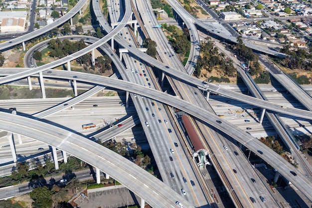 Century Harbor Freeway interseção junção Estradas rodoviárias tráfego América foto vista aérea da cidade em Los Angeles