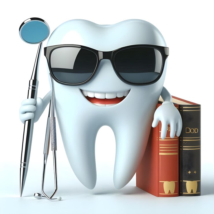 Un cepillo de dientes con un cepillo de dentadas y gafas de sol en él
