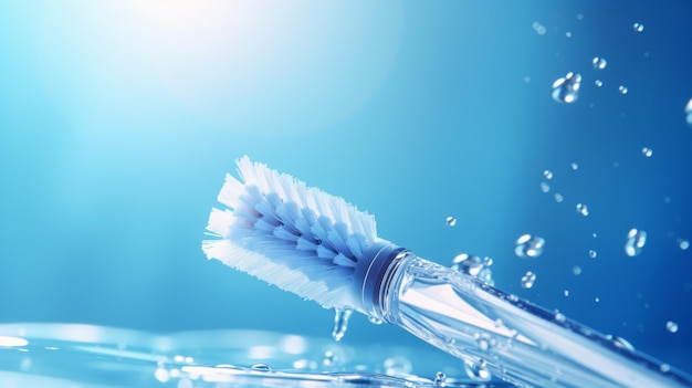 Un cepillo de dientes nuevo con pasta de dientes de cerca