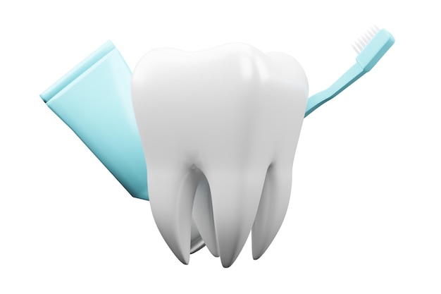 cepillo de dientes y tubo de pasta de dientes para la presentación del producto aislado sobre fondo blanco