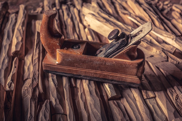 Foto cepillo de mano de madera vintage