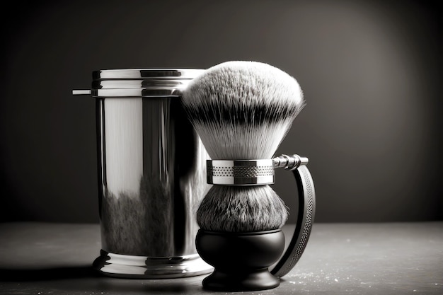 Cepillo de tres ramas para barba con taza de afeitar y afeitadora